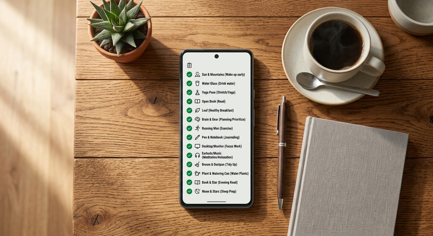 Daily habit checklist on a phone — 75 Hard accountability