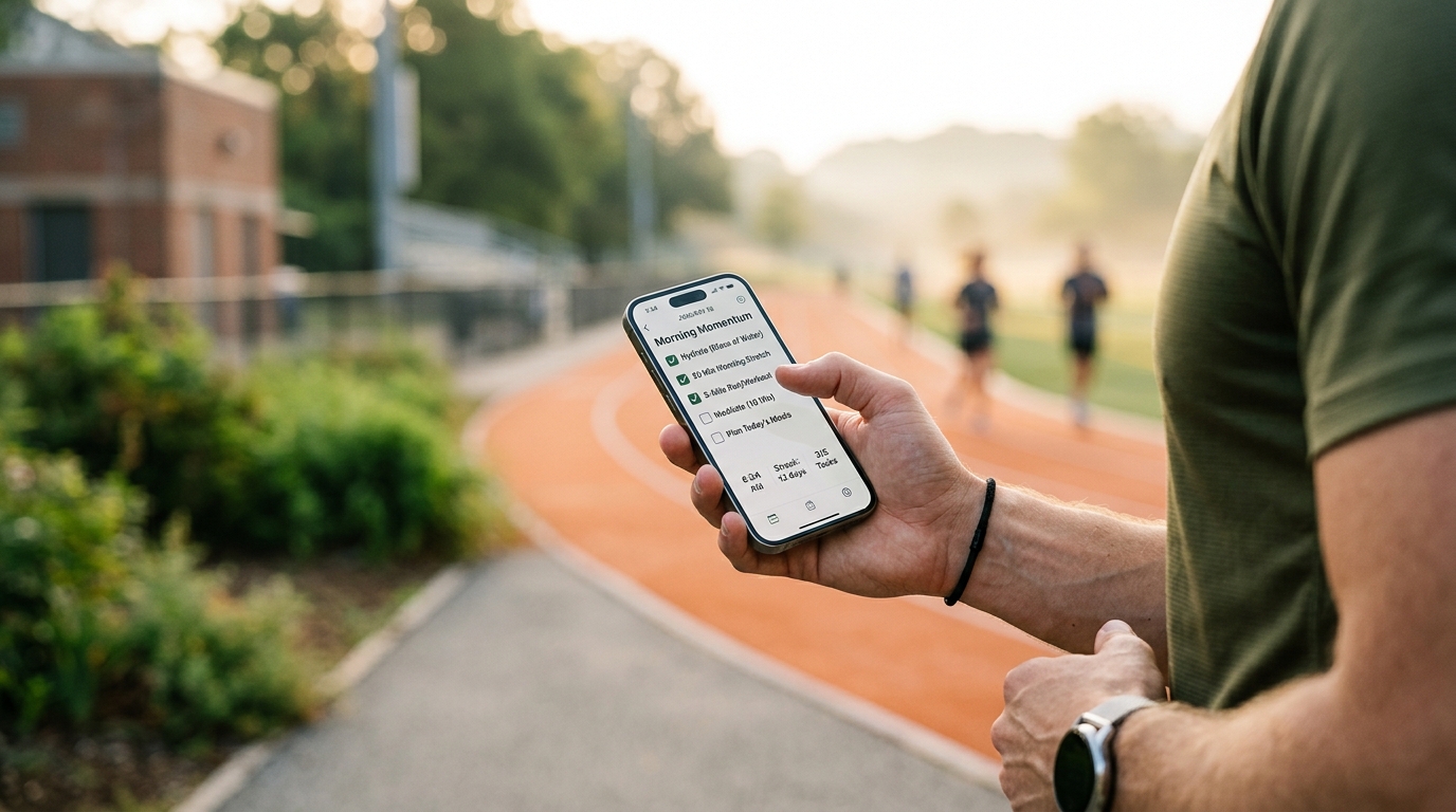 iPhone showing a daily task checklist for the 75 Hard challenge