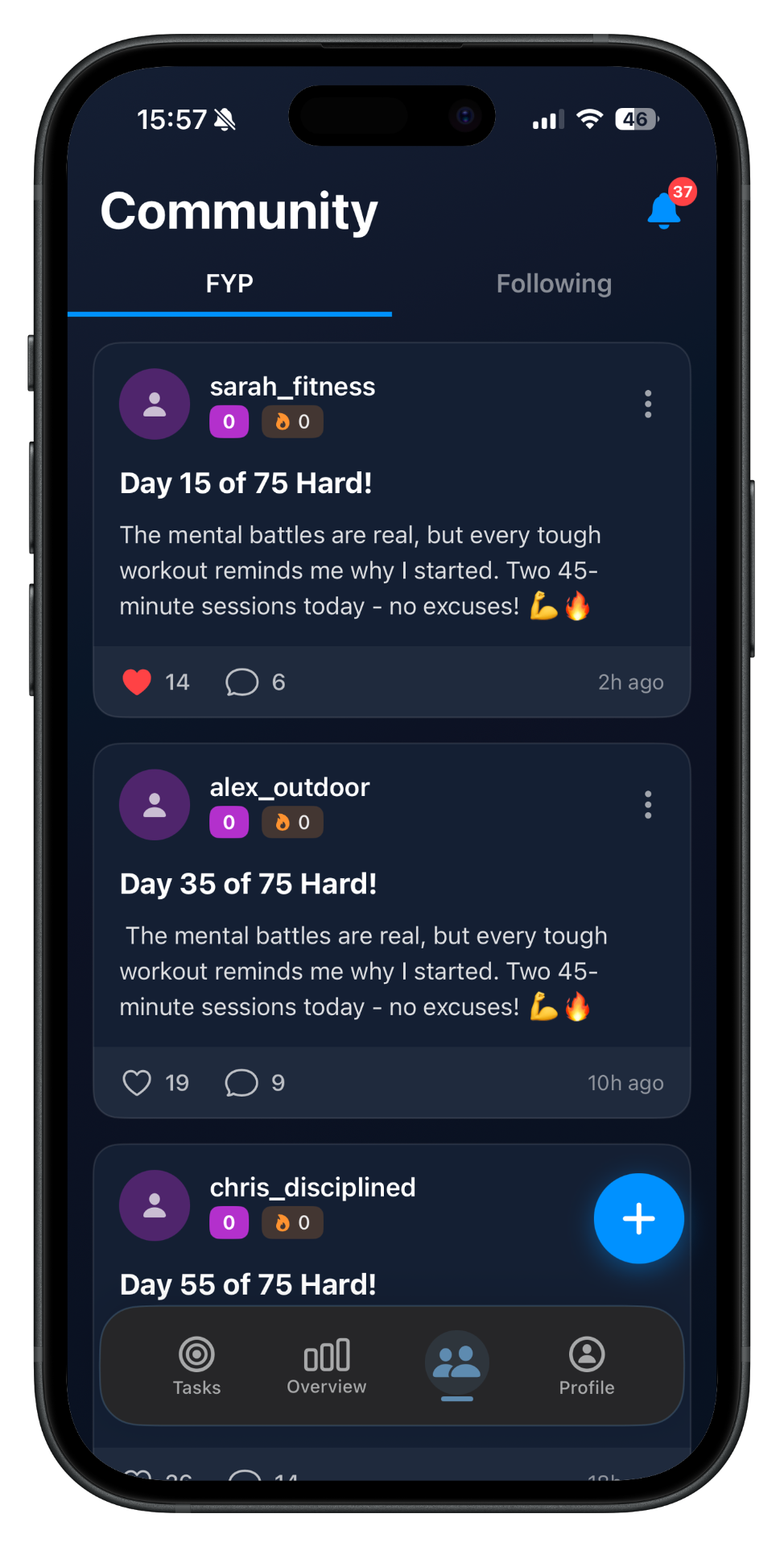 75 Forge workout tracking